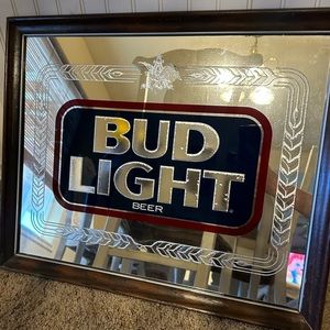 Vintage mirrored bud light sign